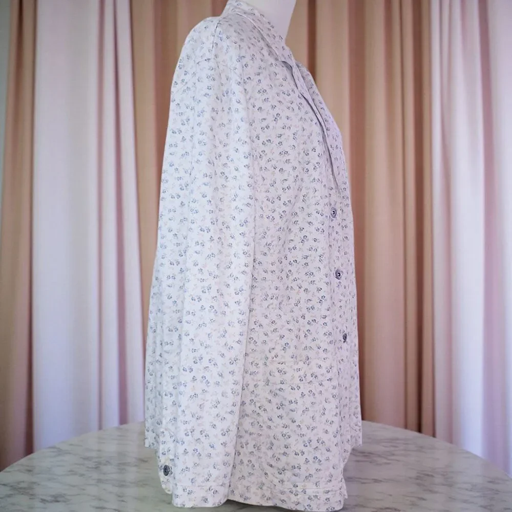 Liz Claiborne Woman Light Cream Blue Print Floral Blazer Jacket